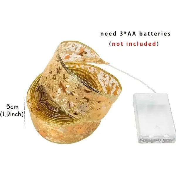 A Christmas Tree With 32 Feet Of Ribbon