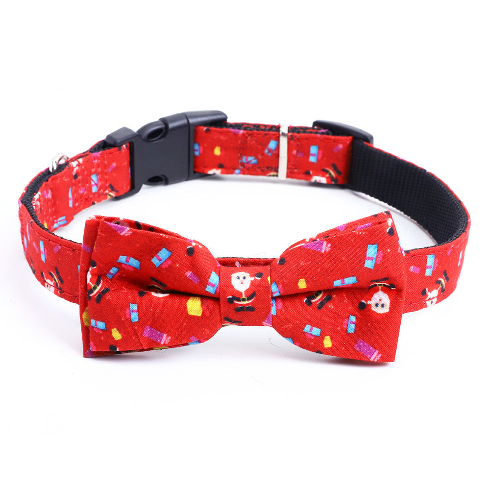 A Large Dog Bow On A Christmas Pet Collar