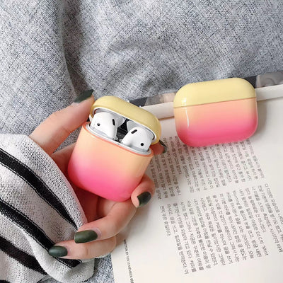 Compatible with Apple, Gradient hard shell suitable for airpods pro protective cover 2/3 generation Bluetooth Wireless contrast color earphone cover smooth surface