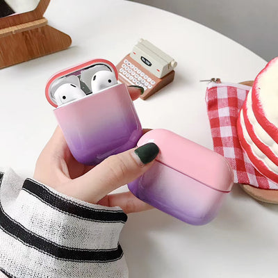 Compatible with Apple, Gradient hard shell suitable for airpods pro protective cover 2/3 generation Bluetooth Wireless contrast color earphone cover smooth surface